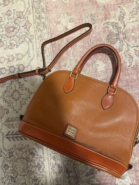 Dooney & Bourke Two-Tone Tan Pebbled Leather Satchel